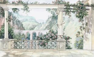 Фреска терраса с видом на акведук