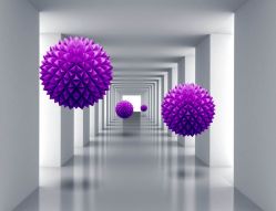 Фреска 3D Колючие фиолетовые шары
